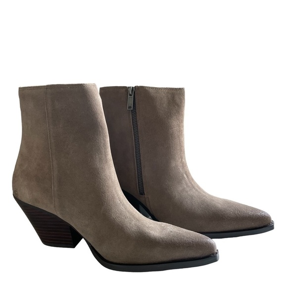 Sam Edelman Jane Bootie Desert Olive Leather Stacked Heel Zip Up Size 10 NWT - Picture 2 of 11